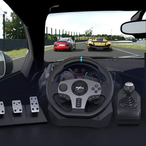  [아마존베스트]PXN V9 PC Driving Wheel, 900 Degree Vibration Racing Steering Wheel Set with Clutch and Shifter for PC, PS3, PS4, Xbox one/Xbox Series S&X, Switch