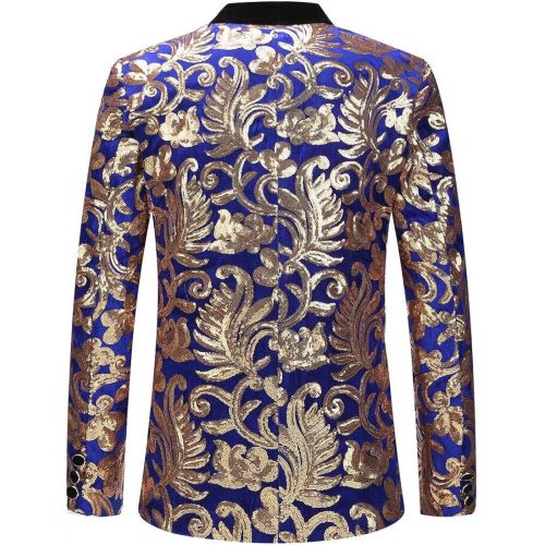  할로윈 용품PYJTRL Men Fashion Velvet Sequins Floral Pattern Suit Jacket Blazer