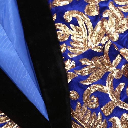  할로윈 용품PYJTRL Men Fashion Velvet Sequins Floral Pattern Suit Jacket Blazer