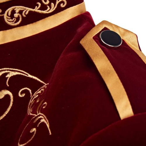  할로윈 용품PYJTRL Mens Stylish Court Prince Black Velvet Gold Embroidery Blazer Suit Jacket