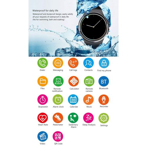  PYXZQW Fitness Tracker Smart Watch - Touchscreen Bluetooth Water Fitness Fitness Heart Rate Sleep Monitor Tracker SIM Card SD Card Slot Camera Pedometer Compatible Iphone Ios Samsung LG Android Mens Wome