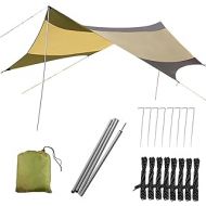 PYapron Hammock Rain Fly Camping Tent Tarp, 5.5x5.6m Multifunctional Lightweight Camping Shelter with Tent Stakes and Ropes for Outdoor Camping Patio Lawn Garden Backyard Awning