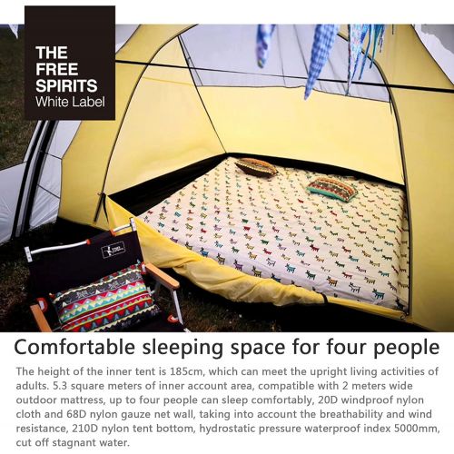  PYapron 4 Man Tunnel Tents Camping Tent Porch Air Vents Weather Double Layer Shelter Waterproof to 3000mm Hiking Home Backpacking Vestibule Lightweight Fishing