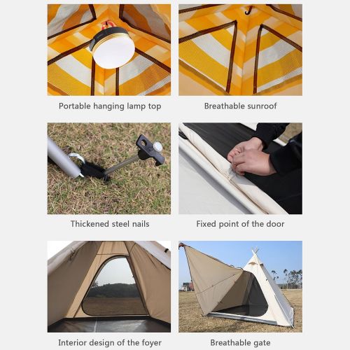  PYapron Waterproof Canvas Yurt Tent, 3-4 Persons Waterproof Polyester Tent, Large Tents for Camping for Family, Zipper Waterproof Cotton Bell Tent, Festivals and Human Shelter for Inhabiti