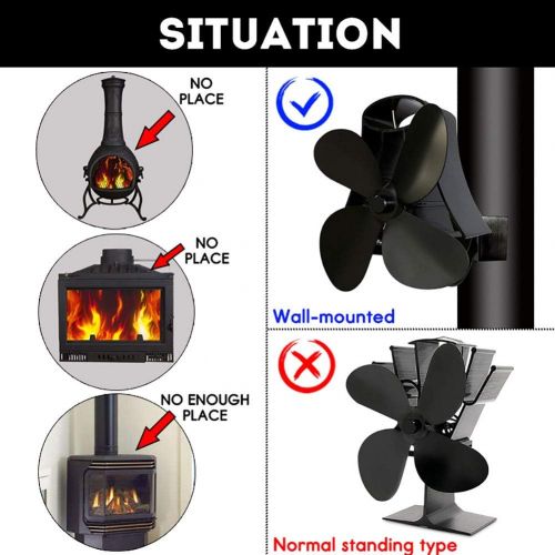  PYapron 4 Blades Flue Pipe Stove Fan for Wood Log Burner Fireplace Astounding, Portable Hanging Heat Powered Fan, Eco Friendly on The Chimney Pipe, 135x103x197mm,e