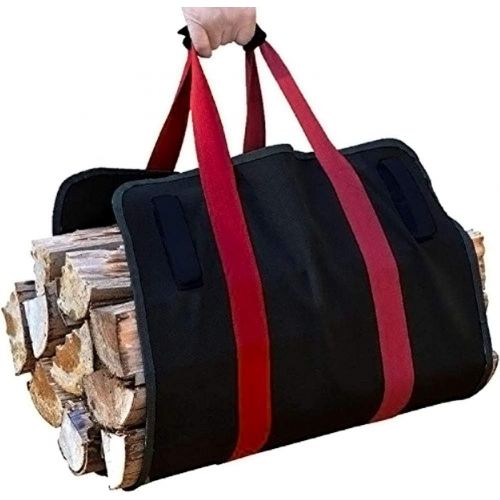  PYapron Canvas Log Carrier Bag Wood Holder Basket Canvas Rack Tote Bag Folding Lightweight with Handles for Camping, Wood Carrier Hearth Fireplace Stove Wood Accessories Tool Set Basket,