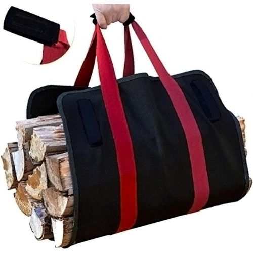  PYapron Canvas Log Carrier Bag Wood Holder Basket Canvas Rack Tote Bag Folding Lightweight with Handles for Camping, Wood Carrier Hearth Fireplace Stove Wood Accessories Tool Set Basket,