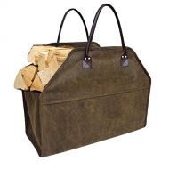 PYapron Log Carrier Bag, Heavy Duty Log Carrier Tote, Extra Large Fireplace Wood Stove Accessories Storage Bag, Large Capacity Mud Colored Logging Bag, 23.6x10.6x11.6 Inch
