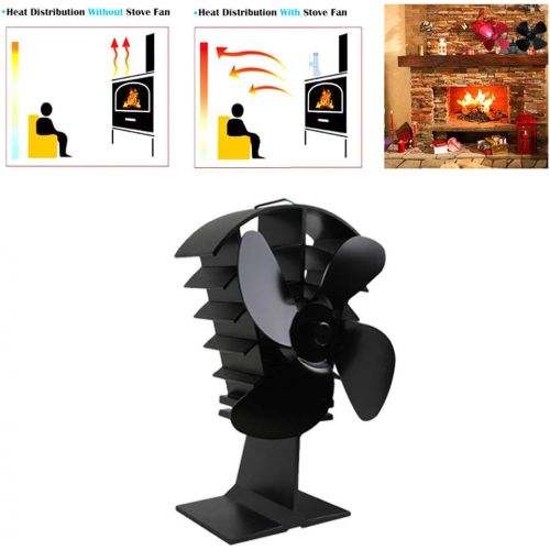  PYapron 4 Blade Wood Stove Fan for Fireplace and Log Burner, Fireplace Fan Heat Powered Stove Fan Mute Heat Circulation Fan for Wood/Log Burner/Fireplace, Ultra Quiet, 22x20.3x16cm