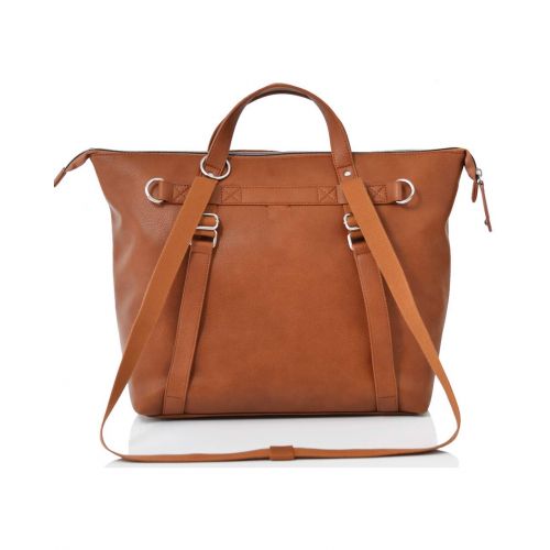  PacaPod Saunton Tan Designer Baby Diaper Bag - Luxury Faux Leather Tote 3 in 1 Organising System with Convertible Backpack Straps