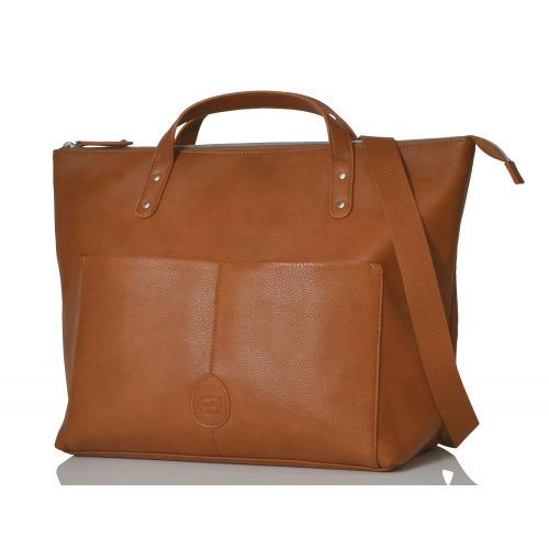  PacaPod Saunton Tan Designer Baby Diaper Bag - Luxury Faux Leather Tote 3 in 1 Organising System with Convertible Backpack Straps