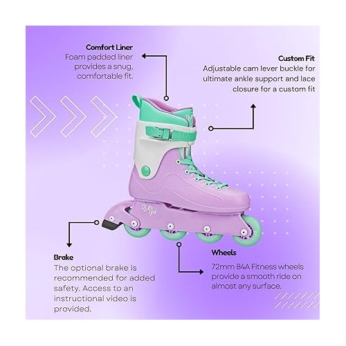  Rollr GRL Ocean Shore Inline Skates by Pacer | Skates for Women & Men | Indoor Outdoor Skates