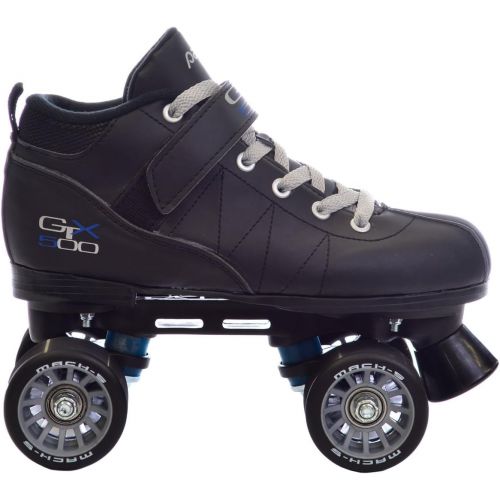  Pacer Black Mach-5 GTX500 Quad Speed Roller Skates w/ 2 Pair of Laces (Gray & Black)