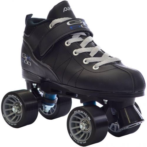  Pacer Black Mach-5 GTX500 Quad Speed Roller Skates w/ 2 Pair of Laces (Gray & Black)