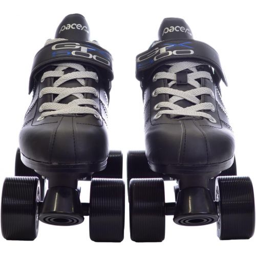  Pacer Black Mach-5 GTX500 Quad Speed Roller Skates w/ 2 Pair of Laces (Gray & Black)