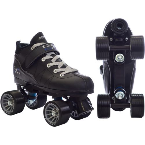  Pacer Black Mach-5 GTX500 Quad Speed Roller Skates w/ 2 Pair of Laces (Gray & Black)