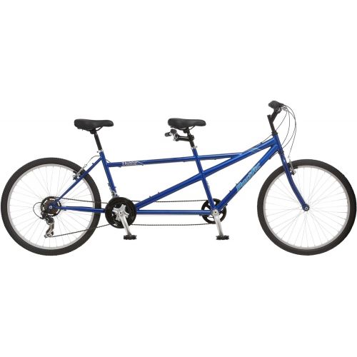  Pacific Dualie Adult Tandem Bike, 26-Inch Wheels, 2-Seater, 21-Speed, Linear Pull Brakes, Blue