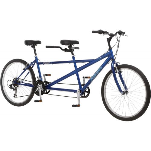  Pacific Dualie Adult Tandem Bike, 26-Inch Wheels, 2-Seater, 21-Speed, Linear Pull Brakes, Blue