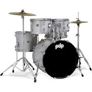 Pacific Drums Center Stage Complete Drumkit, 5 Drum Set, Diamond White Sparkle, 7x10, 8x12, 12x14 Floor, 14x20 Kick, 5x14 Snare (PDCE2015KTDW)
