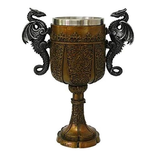  [아마존베스트]Pacific Giftware Double Dragon Drinking Chalice Goblet 9 inches Tall