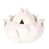 인센스스틱 Pacific Giftware Meditation Auspicious Lotus Shape Porcelain Stick or Cone Lidded Incense Burner Holder Infuser