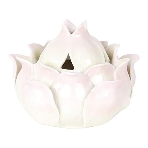  인센스스틱 Pacific Giftware Meditation Auspicious Lotus Shape Porcelain Stick or Cone Lidded Incense Burner Holder Infuser