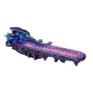 인센스스틱 Pacific Giftware Blue Dragon on Amethyst Gemstone Quartz Stick Incense Burner Medieval Fantasy 10.75 Inch L