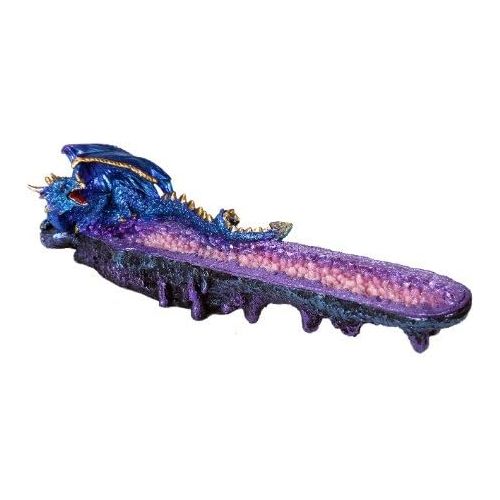  인센스스틱 Pacific Giftware Blue Dragon on Amethyst Gemstone Quartz Stick Incense Burner Medieval Fantasy 10.75 Inch L