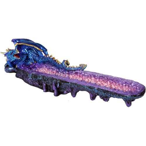  인센스스틱 Pacific Giftware Blue Dragon on Amethyst Gemstone Quartz Stick Incense Burner Medieval Fantasy 10.75 Inch L