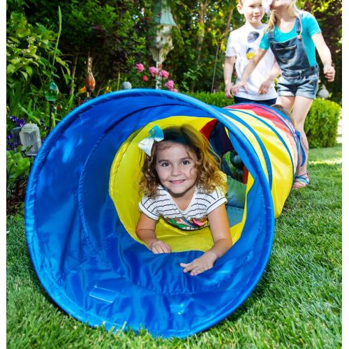  Pacific Play Tents Kids Find Me Multi Color 6 Foot Crawl Tunnel - Red, Yellow & Blue