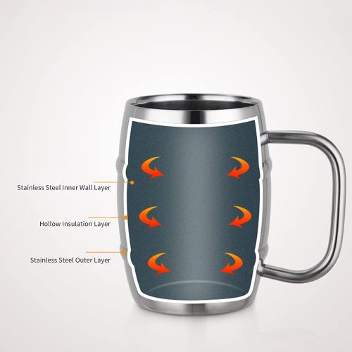  [아마존베스트]Pacific Powers Stainless Steel Mug,Barrel Mug, Coffee Mug, Beer Mug, 16oz. (1)