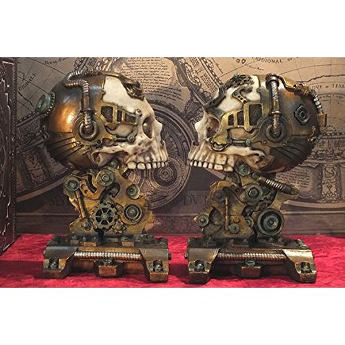  Pacific Trading Steampunk Skull Bookends Collectible Figurine