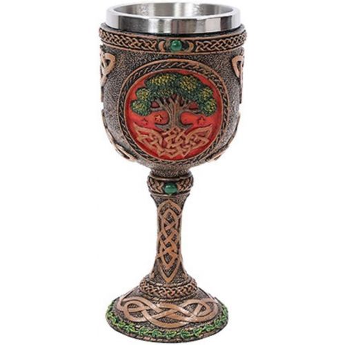  [아마존베스트]Pacific Trading Tree of Life Wine Goblet Made of Polyresin with Stainless Steel Rim