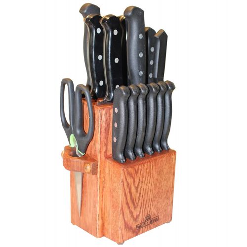  Pacific Wood Universal Knife Block Stand Holder Without Knives, 2 Tiers Large Storage, Hold Up To 18 Large and Small Cutlery With a Unique Slot For Scissors. Handmade In The USA From Premium Re