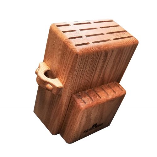  Pacific Wood Universal Knife Block Stand Holder Without Knives, 2 Tiers Large Storage, Hold Up To 18 Large and Small Cutlery With a Unique Slot For Scissors. Handmade In The USA From Premium Re