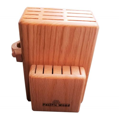  Pacific Wood Universal Knife Block Stand Holder Without Knives, 2 Tiers Large Storage, Hold Up To 18 Large and Small Cutlery With a Unique Slot For Scissors. Handmade In The USA From Premium Re