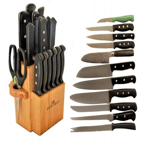  Pacific Wood Universal Knife Block Stand Holder Without Knives, 2 Tiers Large Storage, Hold Up To 18 Large and Small Cutlery With a Unique Slot For Scissors. Handmade In The USA From Premium Re