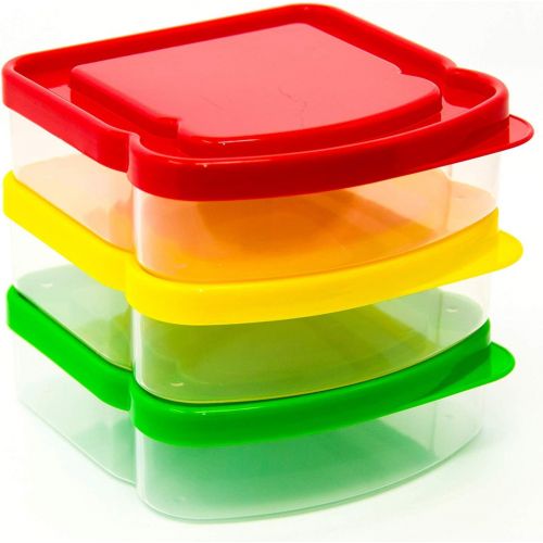  [아마존베스트]Pack2Go Sandwich Containers-3 Pack-Durable Plastic Sandwich Box-Reusable Sandwich Containers with Lids-Small Lunch Box for Snacks-School Breakfast-Lunch Sandwich Holder-Sandwich Keeper Cas