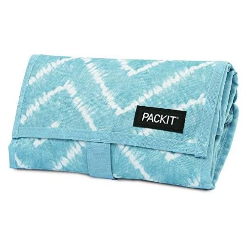  [아마존베스트]PackIt Freezable Lunch Bag with Zip Closure, Aqua Tie Dye