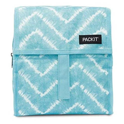  [아마존베스트]PackIt Freezable Lunch Bag with Zip Closure, Aqua Tie Dye