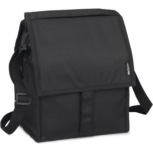  [아마존베스트]PackIt Freezable Deluxe Large Lunch Bag with Shoulder Strap, Black