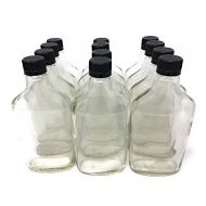 [아마존베스트]Packaging For You 375 ml (12.7 oz) Glass Flask Liquor Bottle with Black Caps (12 Pack)