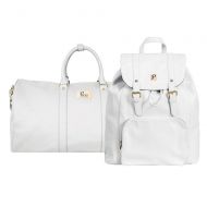 Packs Project - Hudson Travel Bag Set | Vegan Leather Backpack & Duffel | Carry On Size With Laptop Sleeve (White)