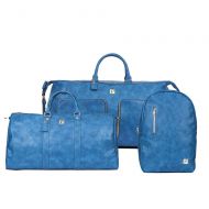 Packs Project - Executive Travel Bag Set | Vegan Leather Weekender, Backpack & Duffel | Carry On Size With Laptop Sleeve (Blue)