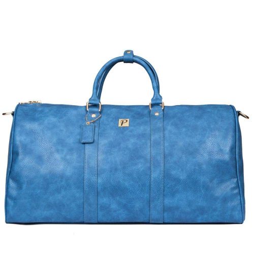  Packs Project - Executive Travel Bag Set | Vegan Leather Weekender, Backpack & Duffel | Carry On Size With Laptop Sleeve (Blue)