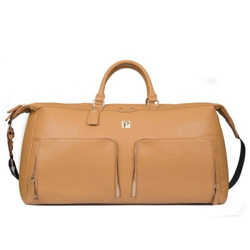  Packs Project - Executive Travel Bag Set | Vegan Leather Weekender, Backpack & Duffel | Carry On Size With Laptop Sleeve (Tan)