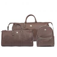 Packs Project - Executive Travel Bag Set | Vegan Leather Weekender, Backpack & Duffel | Carry On Size With Laptop Sleeve (Brown)