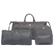 Packs Project - Executive Travel Bag Set | Vegan Leather Weekender, Backpack & Duffel | Carry On Size With Laptop Sleeve (Grey)