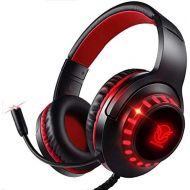 [아마존베스트]Pacrate Pro Gaming Headset for PS4 Xbox One Noise Reducing Over-Ear Headphones Crystal Stereo Sound with Intense Bass & LED Lighting & Sensitive Microphone for PC Laptop Mac, red