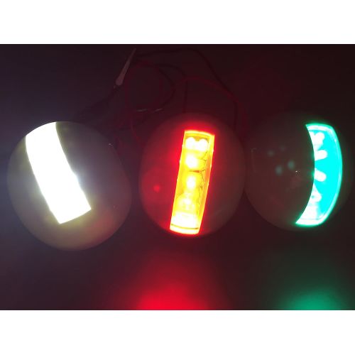  Pactrade Marine Boat Combo Side LED Stern Transom and Bi Color Pair Green Red Navigation Light USCG 2NM ABYC-16 Aprroval 12v White